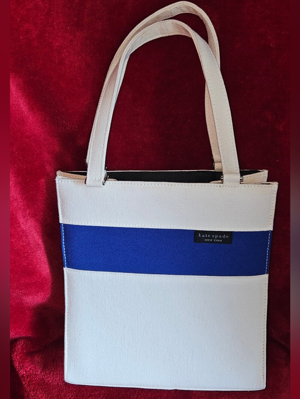 Vintage kate spade Cream and Blue Small Canvas Tote